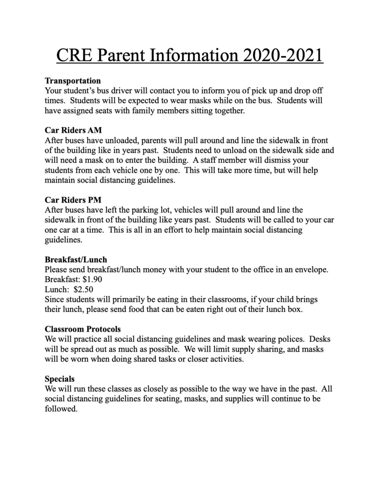 CRE Parent Info Page 1