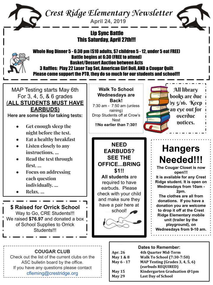 CRE Newsletter 4/24/19
