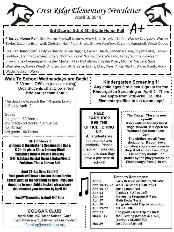 CRE Newsletter 4/03/19