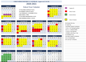 2020-2021 Crest Ridge School Calendar