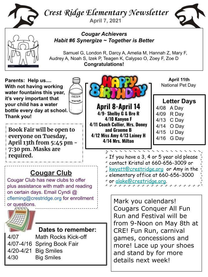 CRE Newsletter 4/7/21