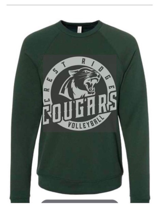 Cougars Volleyball Bella Canvas Raglan Sweatshirt